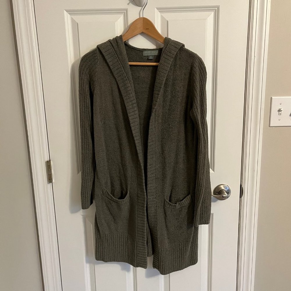 Barefoot Dreams Moss Green Hooded Cardigan - XS